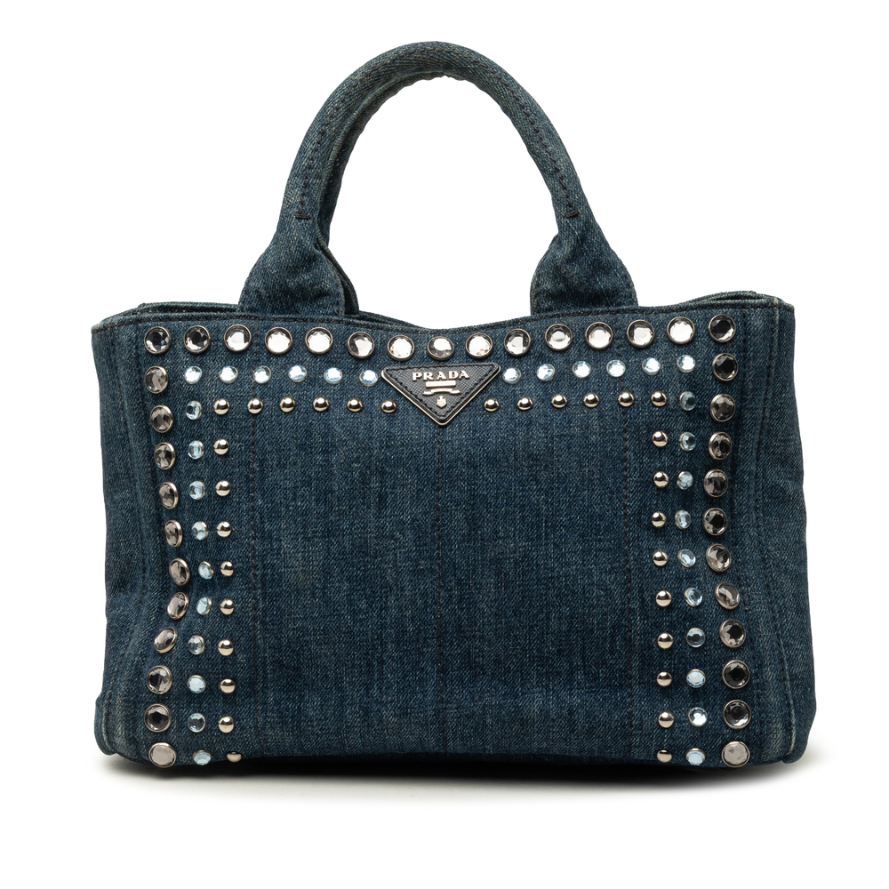 Pre-Loved Prada Small Denim Canapa Bijoux Satchel
